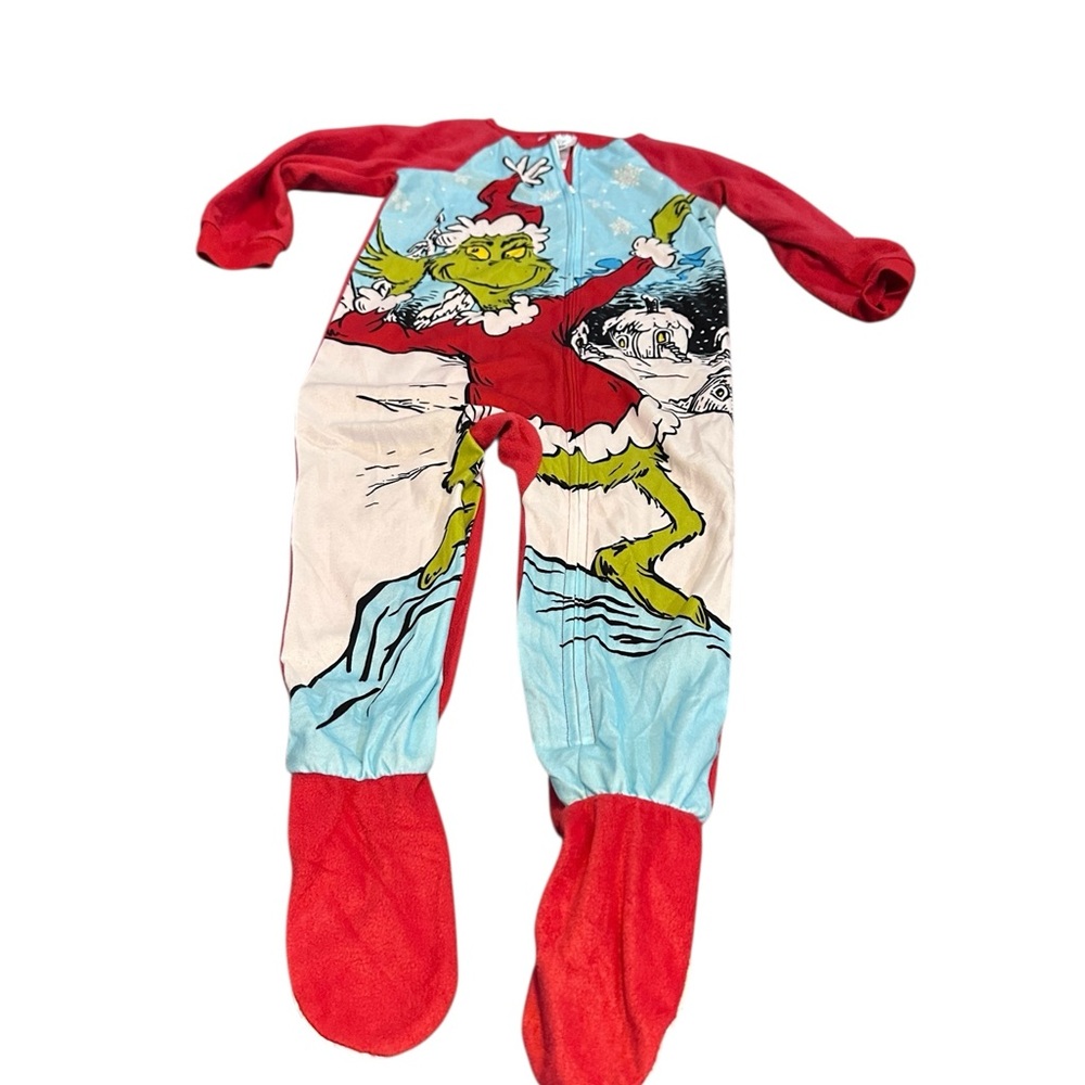 Dr. Seuss‎ Grinch Christmas Footed Pajamas 3T Fleece One-Piece Holiday Sleeper